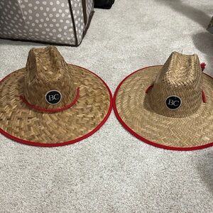 Straw Sun Hat with Red Trim - Pack of 2